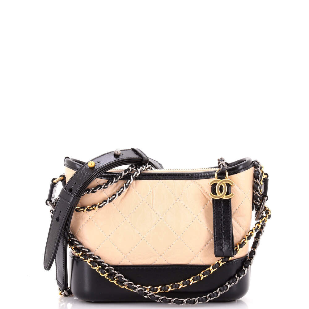 Chanel Small Bicolor Gabrielle Hobo Quilted Aged Calfskin